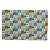 Coole, farbenfrohe Katzen auf Quiltplätzen Kissenbezug (Rückseite)