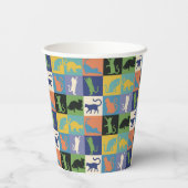 Coole, farbenfrohe Katzen auf Quiltplätzen Pappbecher (Rückseite)