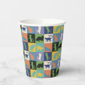 Coole, farbenfrohe Katzen auf Quiltplätzen Pappbecher (Links)
