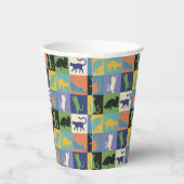 Coole, farbenfrohe Katzen auf Quiltplätzen Pappbecher (Rechts)