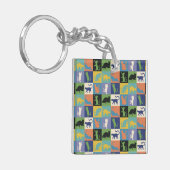 Coole, farbenfrohe Katzen auf Quiltplätzen Schlüsselanhänger (Vorderseite links)