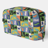 Coole, farbenfrohe Katzen auf Quiltplätzen Waschbeutel (Rechte Ecke)