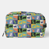 Coole, farbenfrohe Katzen auf Quiltplätzen Waschbeutel (Rückseite)