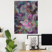 Coole, farbenfrohe Lichtraucheffekte Weiße Musikno Poster (Heimbüro)