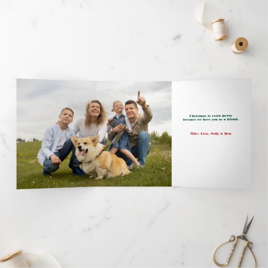 Coole, farbenfrohe Making Merry Multiphoto Dreifach Gefaltete Karte (Innenseite)