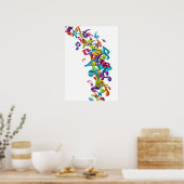 Coole farbenfrohe Musiknoten und Sounds Poster (Küche)