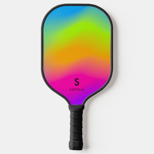 Coole, farbenfrohe Neon Bright Rainbow Gradient Pickleball Schläger (Rückseite)