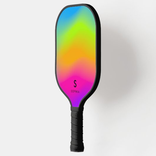 Coole, farbenfrohe Neon Bright Rainbow Gradient Pickleball Schläger (Links)