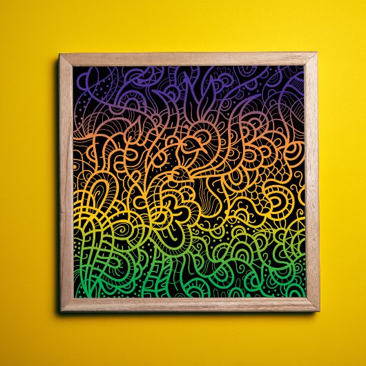 Coole Farbenfrohe Regenbogenhandzeichnung Doodle L Poster