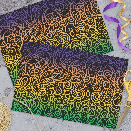 Coole Farbenfrohe Regenbogenhandzeichnung Doodle L Seidenpapier