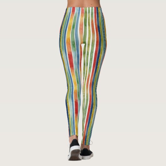 Coole Farbenfrohe Regenbogenstreifen Leggings (Rückseite)
