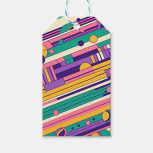 Coole, farbenfrohe Retro-Design der 80er/90er Geschenkanhänger