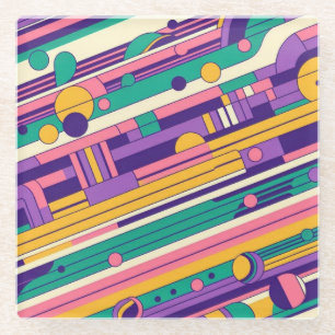 Coole, farbenfrohe Retro-Design der 80er/90er Glasuntersetzer