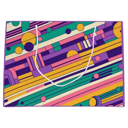 Coole, farbenfrohe Retro-Design der 80er/90er Große Geschenktüte (Vorderseite)