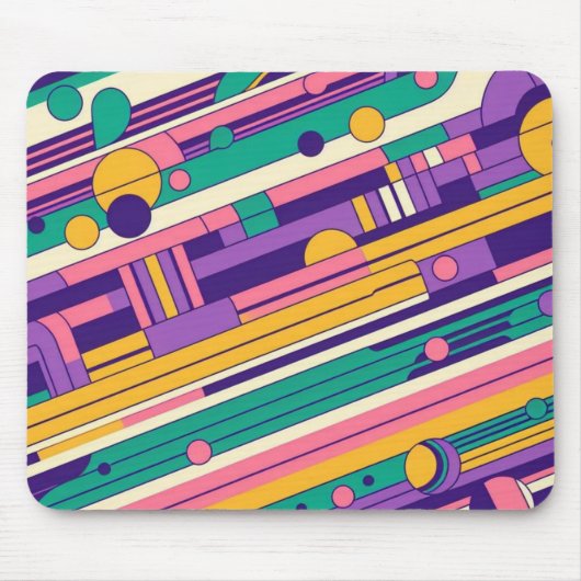 Coole, farbenfrohe Retro-Design der 80er/90er Mousepad (Vorne)
