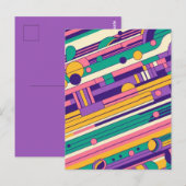 Coole, farbenfrohe Retro-Design der 80er/90er Postkarte (Vorne/Hinten)
