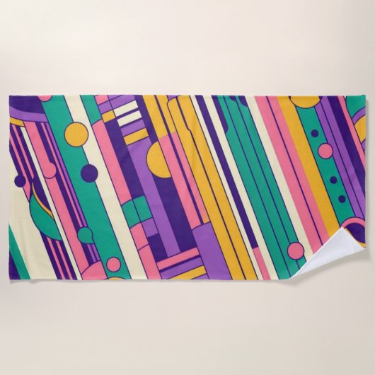 Coole, farbenfrohe Retro-Design der 80er/90er Strandtuch (Vorderseite)