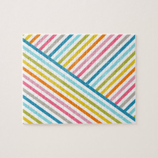 Coole, farbenfrohe Trendfarben über Streifen hinwe Puzzle (Horizontal)