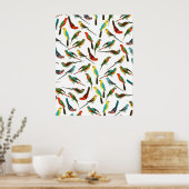 Coole, farbenfrohe tropische Vogelmuster Poster (Küche)