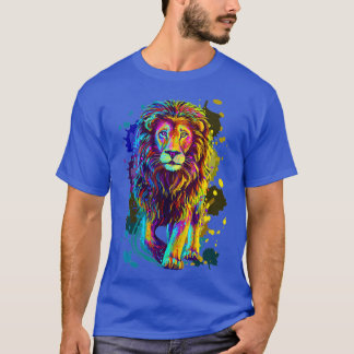 Coole Farbenfrohe Wild Lion Stilvolle Lion Grafik T-Shirt