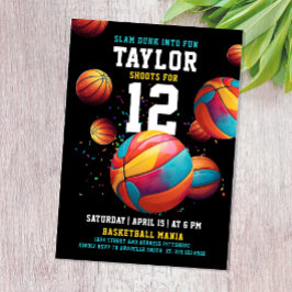 Coole Farbenspiele Sport Basketball Schwarzes Part Einladung