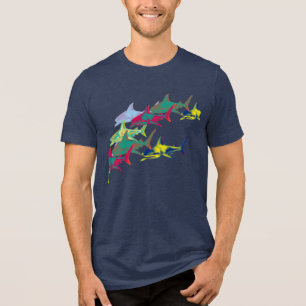 Coole Farbhaie Tri-Blend Shirt