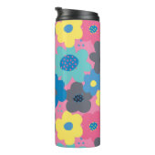 Coole Farbige Abstrakte 60er Hippie Floral Muster Thermosbecher (Nach rechts gedreht)