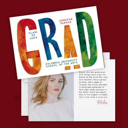 Coole Farbige Abstrakte Graduate Foto Typografie Ankündigung