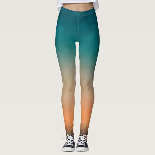 Coole Farbige Aquamarine OrangeGrunge Leggings (Vorderseite)