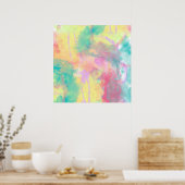 Coole, farbige Aquarellfarbe abstraktes Muster Poster (Küche)