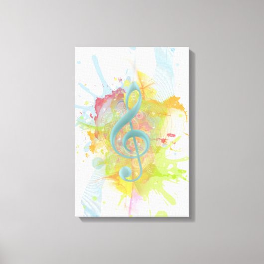 Coole farbige Aquarellfarben Spritzer Musiknoten Leinwanddruck (Vorderseite)