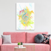 Coole farbige Aquarellfarben Spritzer Musiknoten Leinwanddruck (Insitu (Wohnzimmer))