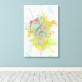 Coole farbige Aquarellfarben Spritzer Musiknoten Leinwanddruck (Insitu (Holzboden))