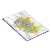 Coole farbige Aquarellfarben Spritzer Musiknoten Notizblock (Rechte Seite)