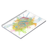 Coole farbige Aquarellfarben Spritzer Musiknoten Notizblock (Linke Seite)