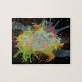 Coole farbige Aquarellfarben Spritzer Musiknoten Puzzle (Horizontal)