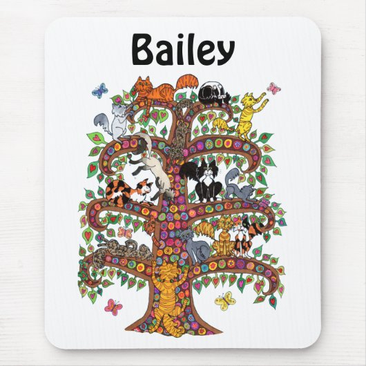 Coole farbige Baumkronen-Blume Monogramm Name Mousepad (Vorne)