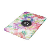 Coole farbige Blume Muster Monogramm Badematte (Schrägansicht)