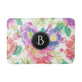 Coole farbige Blume Muster Monogramm Badematte (Vorderseite)