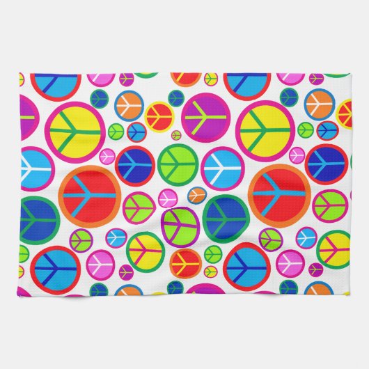 Coole Farbige Friedens-Symbole Geschirrtuch (Horizontal)