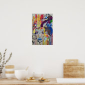 Coole farbige Graffiti von Frauen Poster (Küche)
