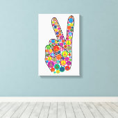 Coole Farbige Groovy Peace Signs Leinwanddruck (Insitu (Holzboden))