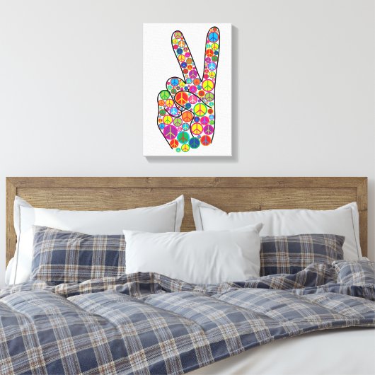 Coole Farbige Groovy Peace Signs Leinwanddruck (Insitu (Schlafzimmer))