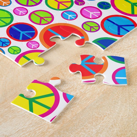 Coole Farbige Groovy Peace Symbols Puzzle (Seite)