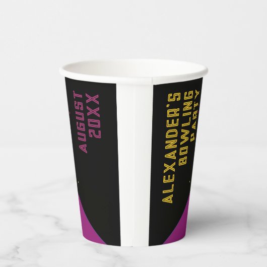 Coole Farbige Lila Bowling Geburtsname Pappbecher (Rechts)