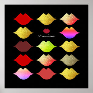 coole farbige Lippen / farbige Mundstücke Poster