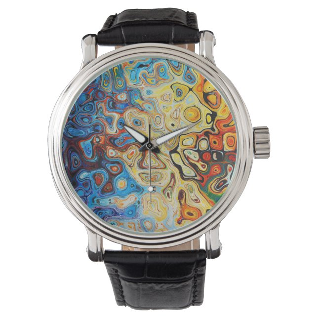 Coole Farbige Surreal Abstrakt Psychedelic Art Armbanduhr (Vorderseite)