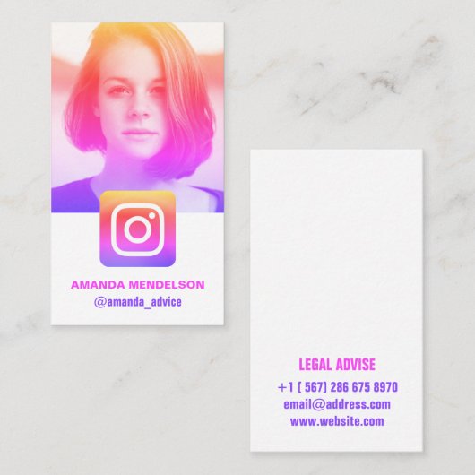 coole Farbinstagramm Visitenkarte (Vorne/Hinten)