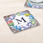 Coole Farbkaktus Monogramm Rechteckiger Pappuntersetzer (angewinkelt)