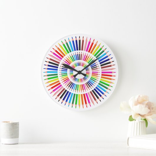 Coole Farbstifte Große Wanduhr (Zuhause)